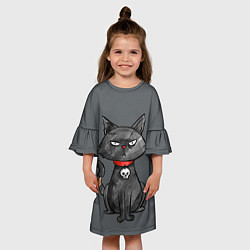 Платье клеш для девочки Кот бедолага, цвет: 3D-принт — фото 2