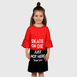 Платье клеш для девочки Skate or Die: Just not here, цвет: 3D-принт — фото 2