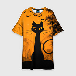 Платье клеш для девочки Halloween Cat, цвет: 3D-принт