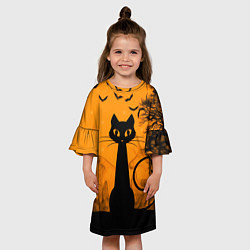 Платье клеш для девочки Halloween Cat, цвет: 3D-принт — фото 2