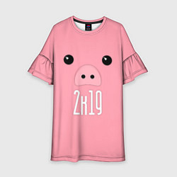Платье клеш для девочки Piggy 2k19, цвет: 3D-принт