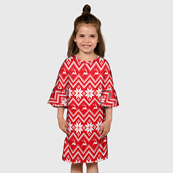 Платье клеш для девочки Зимний узор, цвет: 3D-принт — фото 2