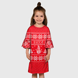 Платье клеш для девочки Новогодняя Вика, цвет: 3D-принт — фото 2