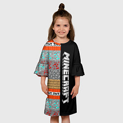 Платье клеш для девочки Minecraft Blocks, цвет: 3D-принт — фото 2