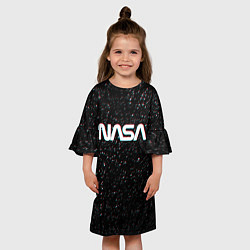 Платье клеш для девочки NASA: Space Glitch, цвет: 3D-принт — фото 2