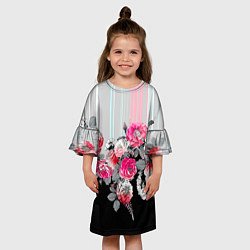 Платье клеш для девочки Розы в темноте, цвет: 3D-принт — фото 2