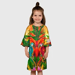Платье клеш для девочки Яркие тропики, цвет: 3D-принт — фото 2
