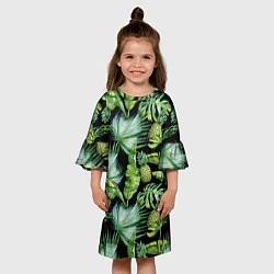 Платье клеш для девочки Цветущие ананасы, цвет: 3D-принт — фото 2