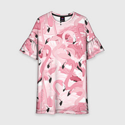 Платье клеш для девочки Розовый фламинго, цвет: 3D-принт