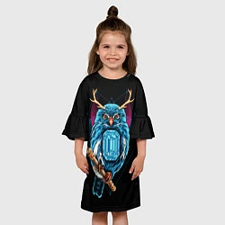 Платье клеш для девочки Сова с топазом, цвет: 3D-принт — фото 2