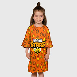 Платье клеш для девочки Brawl Stars: Orange Team, цвет: 3D-принт — фото 2