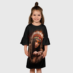 Платье клеш для девочки Индейская девушка, цвет: 3D-принт — фото 2