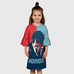 Платье клеш для девочки Anonymous поп арт мем, цвет: 3D-принт — фото 2