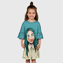 Платье клеш для девочки Billie Eilish: Blood, цвет: 3D-принт — фото 2