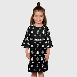 Платье клеш для девочки Billie Eilish: Black Pattern, цвет: 3D-принт — фото 2