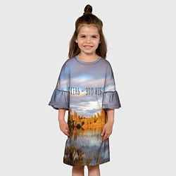 Платье клеш для девочки Осень - это небо, цвет: 3D-принт — фото 2