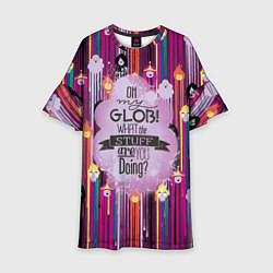 Платье клеш для девочки Oh my Glob, lettering, цвет: 3D-принт