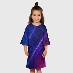 Платье клеш для девочки Фиолетово 3d волны 2020, цвет: 3D-принт — фото 2