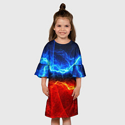 Платье клеш для девочки Лёд и огонь, цвет: 3D-принт — фото 2