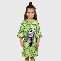 Платье клеш для девочки Игуана нежить, цвет: 3D-принт — фото 2
