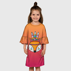 Платье клеш для девочки Лиса Индеец, цвет: 3D-принт — фото 2