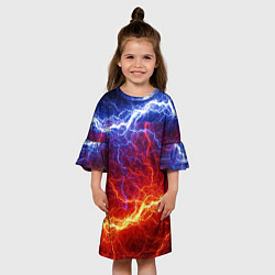Платье клеш для девочки Лёд и огонь, цвет: 3D-принт — фото 2