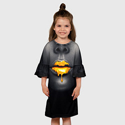 Платье клеш для девочки Мода: Губы, цвет: 3D-принт — фото 2