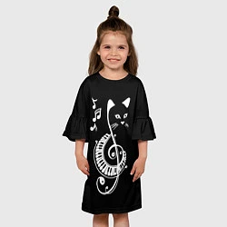 Платье клеш для девочки Музыкальный кот, цвет: 3D-принт — фото 2