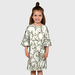Платье клеш для девочки Корги ЧБ, цвет: 3D-принт — фото 2