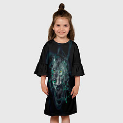 Платье клеш для девочки ВОЛК, цвет: 3D-принт — фото 2