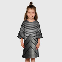 Платье клеш для девочки Броня металлическая, цвет: 3D-принт — фото 2
