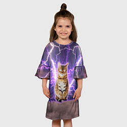 Платье клеш для девочки Котушка Теслы, цвет: 3D-принт — фото 2