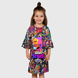 Платье клеш для девочки BRAWL STARS: SANDY, цвет: 3D-принт — фото 2