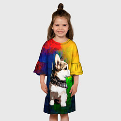 Платье клеш для девочки Корги, цвет: 3D-принт — фото 2