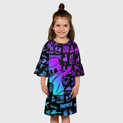 Платье клеш для девочки FORTNITE X MARSHMELLO, цвет: 3D-принт — фото 2