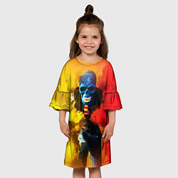 Платье клеш для девочки Череп в дыму, цвет: 3D-принт — фото 2