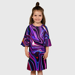Платье клеш для девочки Abstract Fluid, цвет: 3D-принт — фото 2