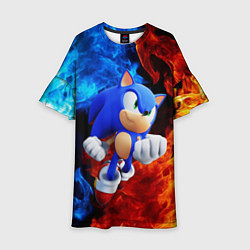 Платье клеш для девочки SONIC, цвет: 3D-принт