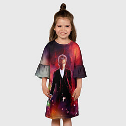 Платье клеш для девочки ДОКТОР КТО, цвет: 3D-принт — фото 2