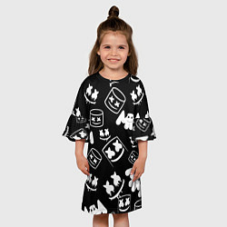 Платье клеш для девочки Marshmello ЧБ, цвет: 3D-принт — фото 2