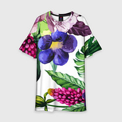 Платье клеш для девочки Цветы, цвет: 3D-принт