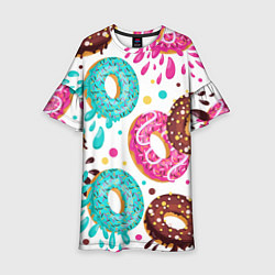 Платье клеш для девочки Любитель пончиков, цвет: 3D-принт