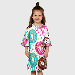 Платье клеш для девочки Любитель пончиков, цвет: 3D-принт — фото 2