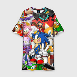 Платье клеш для девочки Sonic ПЕРСОНАЖИ, цвет: 3D-принт