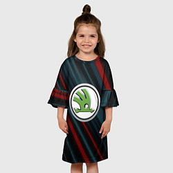 Платье клеш для девочки Шкода большое лого, цвет: 3D-принт — фото 2