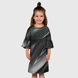 Платье клеш для девочки GEOMETRY STRIPES GLITCH, цвет: 3D-принт — фото 2
