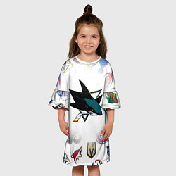 Платье клеш для девочки San Jose Sharks NHL teams pattern, цвет: 3D-принт — фото 2