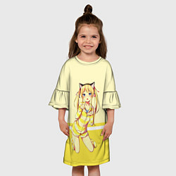 Платье клеш для девочки Cat Girl, цвет: 3D-принт — фото 2