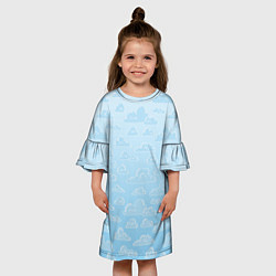 Платье клеш для девочки Очень светлые голубые облака, цвет: 3D-принт — фото 2