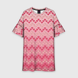 Платье клеш для девочки Узор милые сердца зигзагами, цвет: 3D-принт